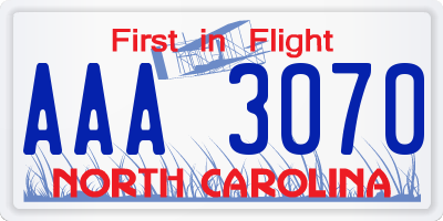 NC license plate AAA3070