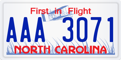NC license plate AAA3071