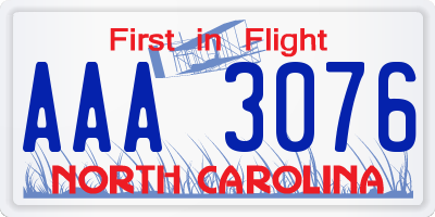 NC license plate AAA3076