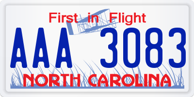 NC license plate AAA3083