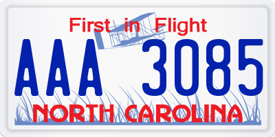 NC license plate AAA3085
