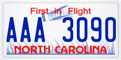 NC license plate AAA3090