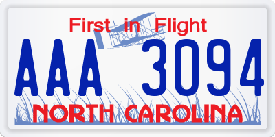 NC license plate AAA3094