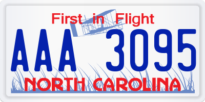 NC license plate AAA3095