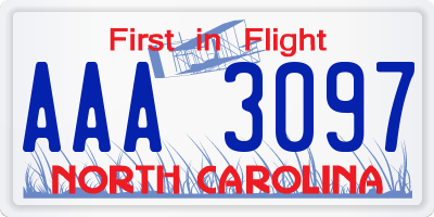 NC license plate AAA3097
