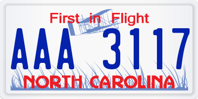 NC license plate AAA3117