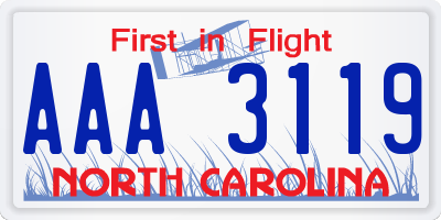 NC license plate AAA3119