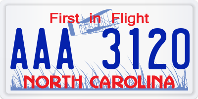NC license plate AAA3120