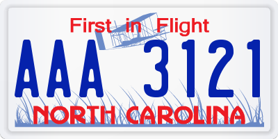 NC license plate AAA3121