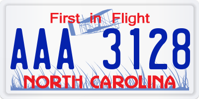 NC license plate AAA3128