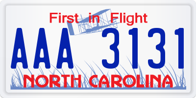 NC license plate AAA3131