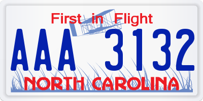 NC license plate AAA3132