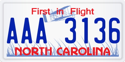 NC license plate AAA3136