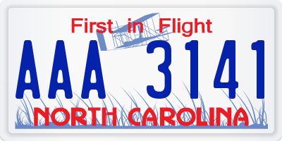 NC license plate AAA3141