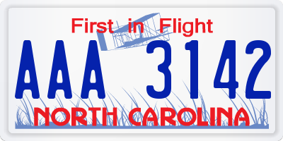 NC license plate AAA3142