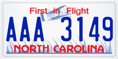 NC license plate AAA3149