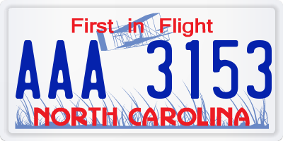 NC license plate AAA3153