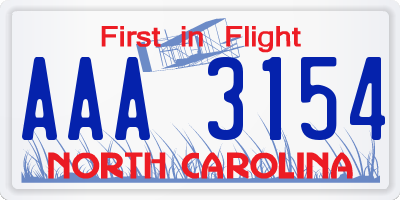 NC license plate AAA3154