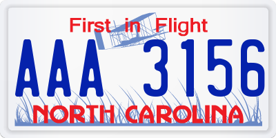 NC license plate AAA3156