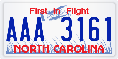 NC license plate AAA3161