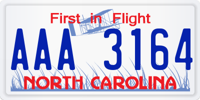 NC license plate AAA3164