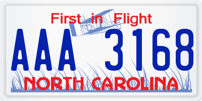 NC license plate AAA3168