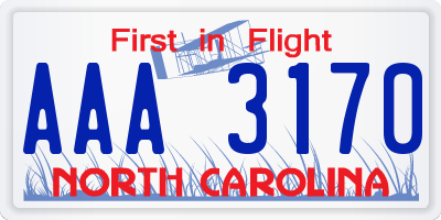 NC license plate AAA3170