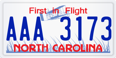 NC license plate AAA3173