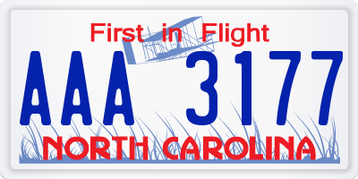 NC license plate AAA3177