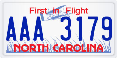 NC license plate AAA3179