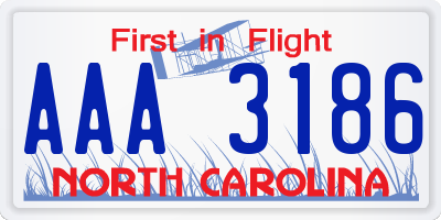 NC license plate AAA3186