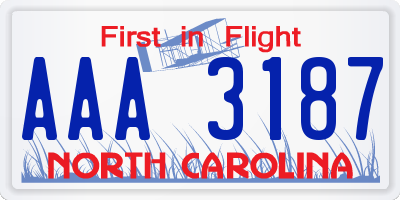NC license plate AAA3187