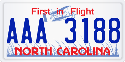 NC license plate AAA3188