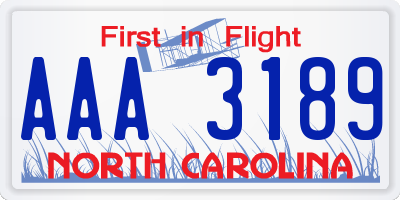 NC license plate AAA3189