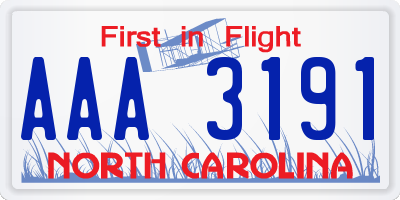 NC license plate AAA3191