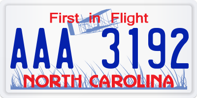 NC license plate AAA3192