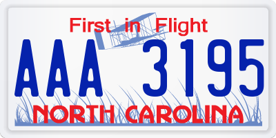 NC license plate AAA3195