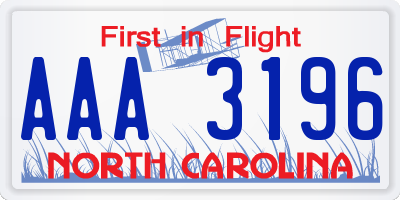 NC license plate AAA3196