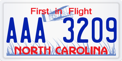 NC license plate AAA3209