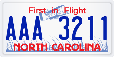 NC license plate AAA3211