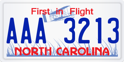 NC license plate AAA3213