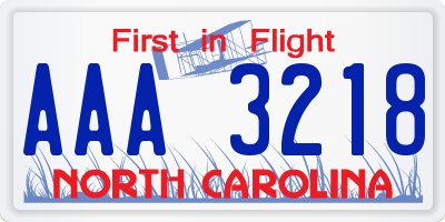 NC license plate AAA3218