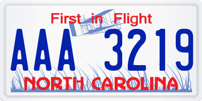 NC license plate AAA3219