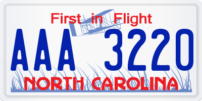 NC license plate AAA3220