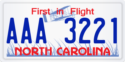 NC license plate AAA3221