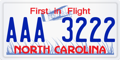 NC license plate AAA3222
