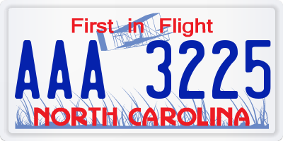 NC license plate AAA3225