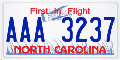 NC license plate AAA3237