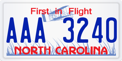 NC license plate AAA3240