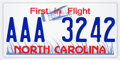 NC license plate AAA3242